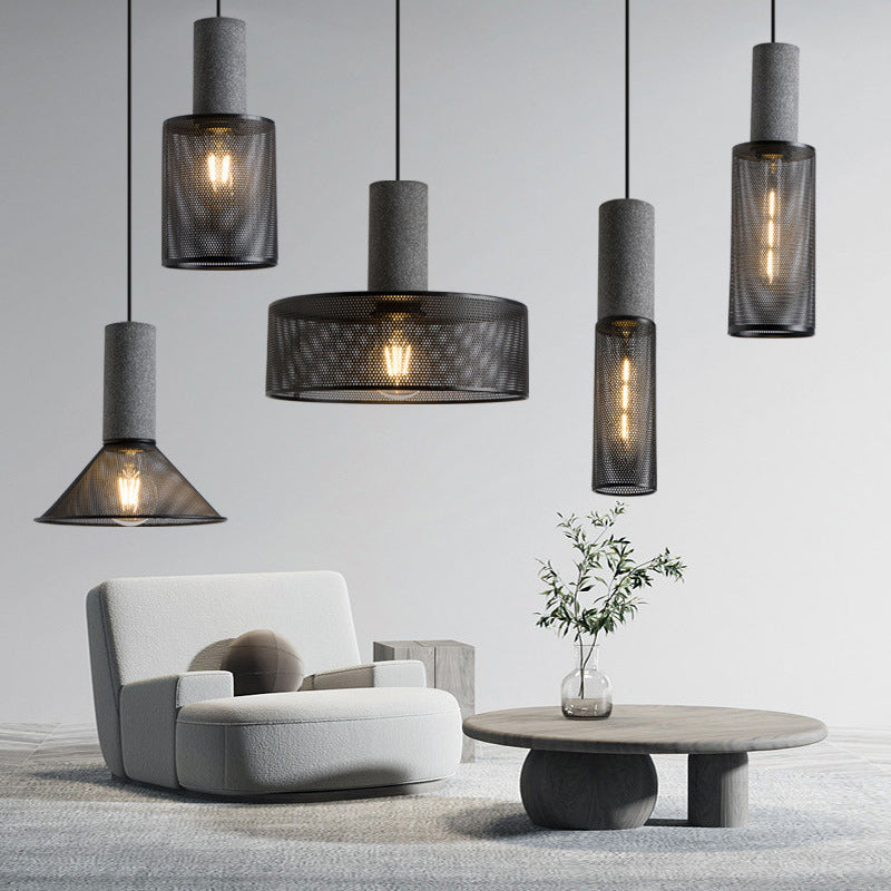 Industrial Cylinder Metal Cement Pendant Light