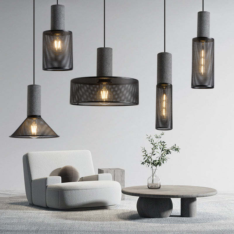 Industrial Cylinder Metal Cement Pendant Light