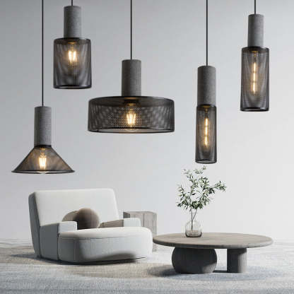 Industrial Cylinder Metal Cement Pendant Light