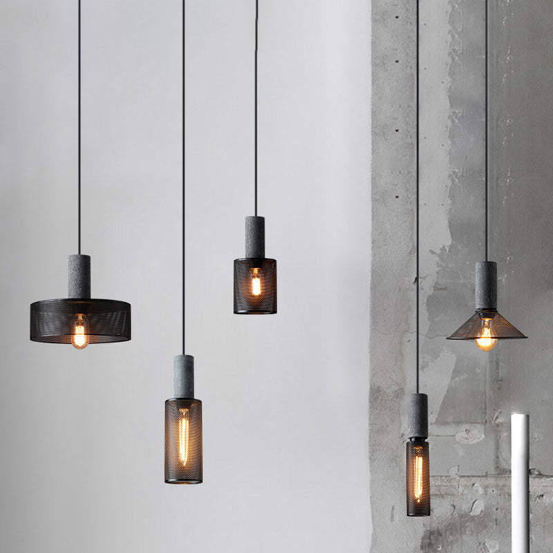 Industrial Cylinder Metal Cement Pendant Light