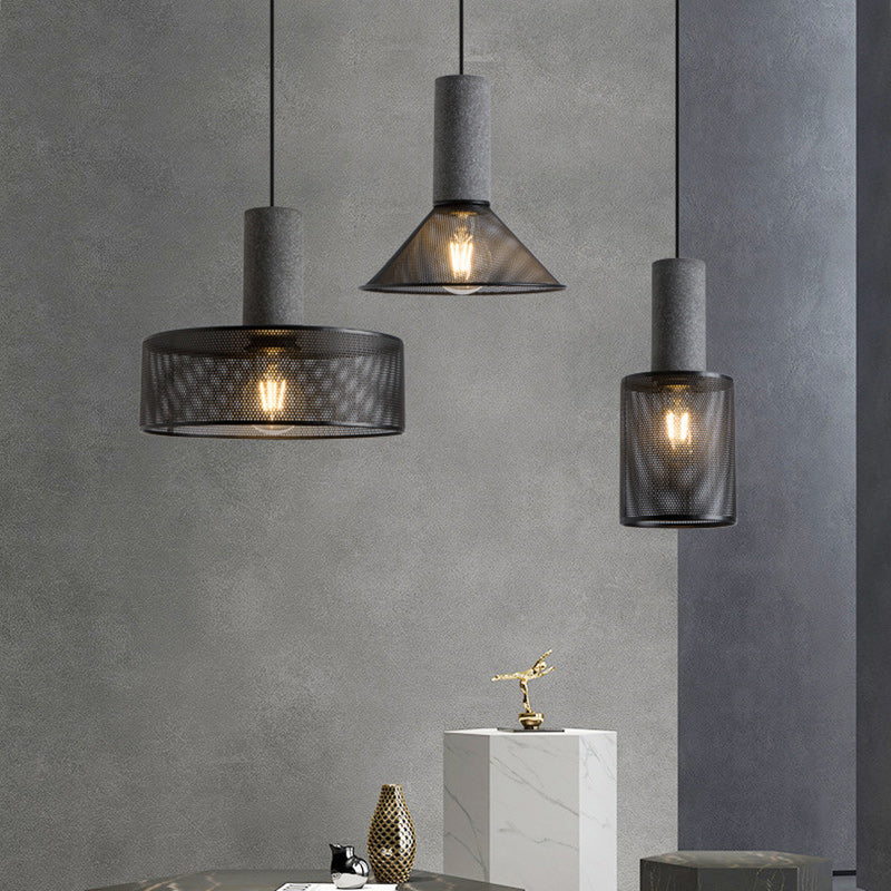 Industrial Cylinder Metal Cement Pendant Light