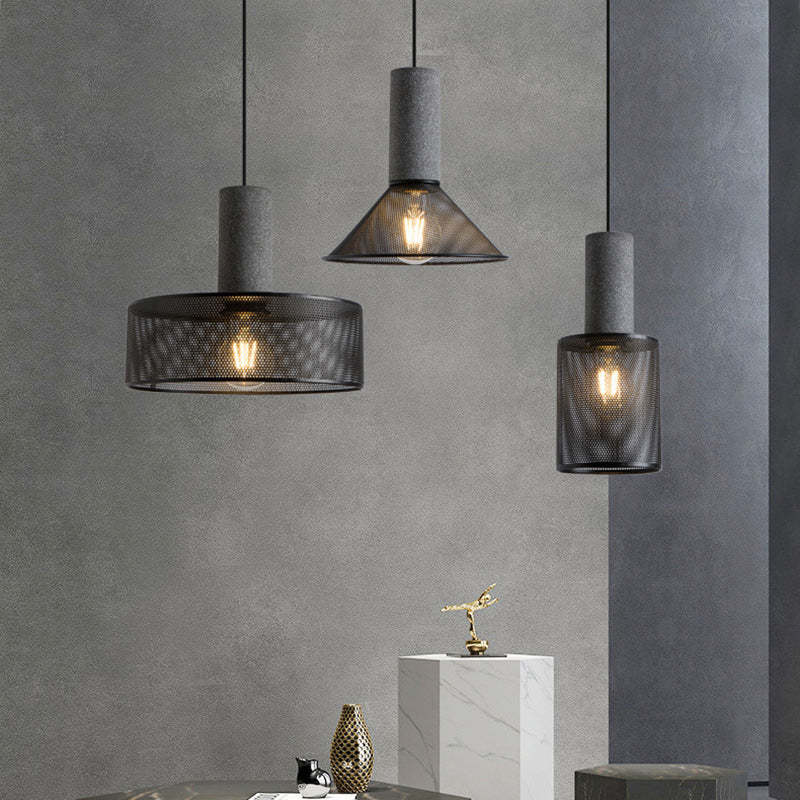 Industrial Cylinder Metal Cement Pendant Light
