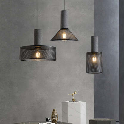 Industrial Cylinder Metal Cement Pendant Light