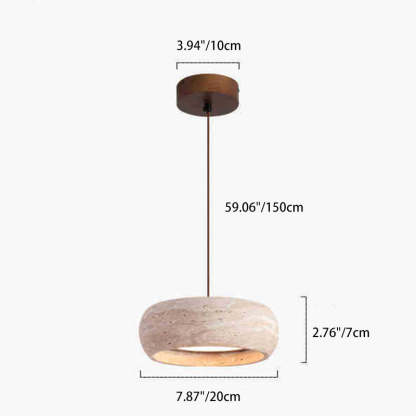 Vintage Round Yellow Travertine Walnut LED Pendant Light