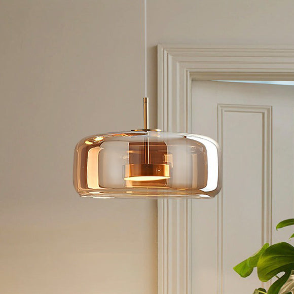 Scandinavian Cylinder Copper Glass LED Pendant Light