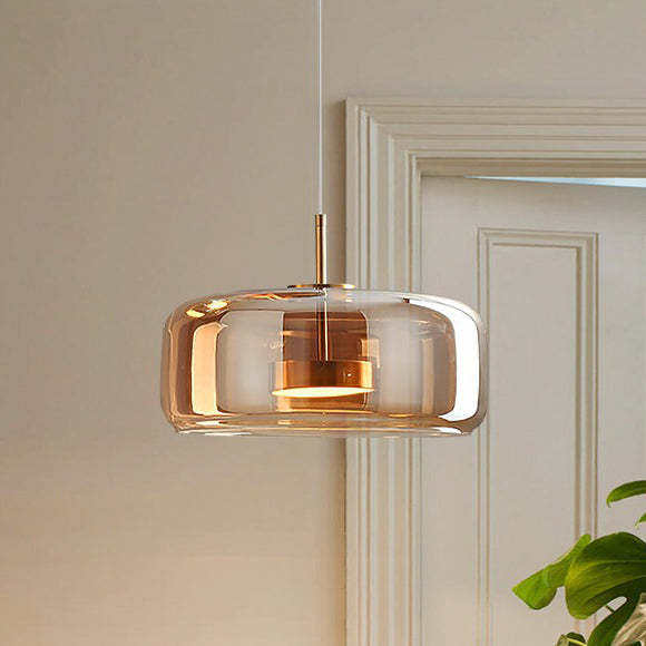 Scandinavian Cylinder Copper Glass LED Pendant Light