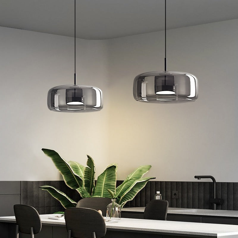 Scandinavian Cylinder Copper Glass LED Pendant Light