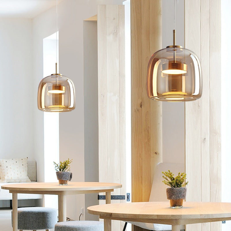 Scandinavian Cylinder Copper Glass LED Pendant Light