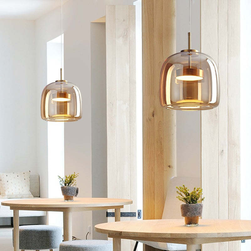 Scandinavian Cylinder Copper Glass LED Pendant Light