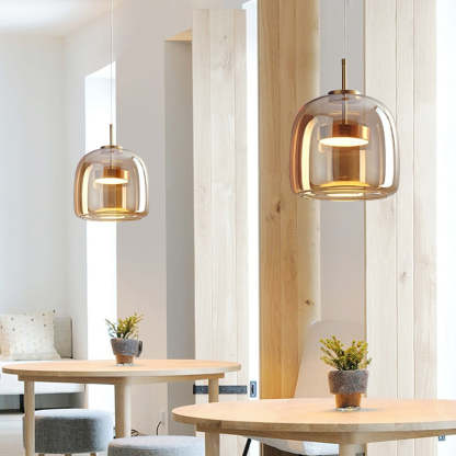 Scandinavian Cylinder Copper Glass LED Pendant Light
