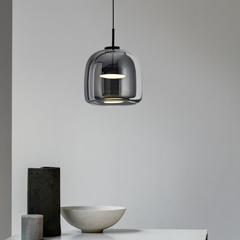 Scandinavian Cylinder Copper Glass LED Pendant Light