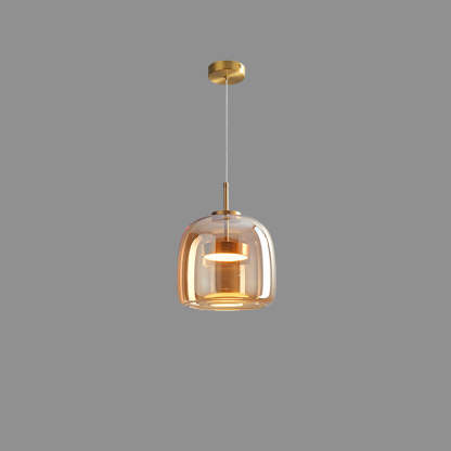Scandinavian Cylinder Copper Glass LED Pendant Light