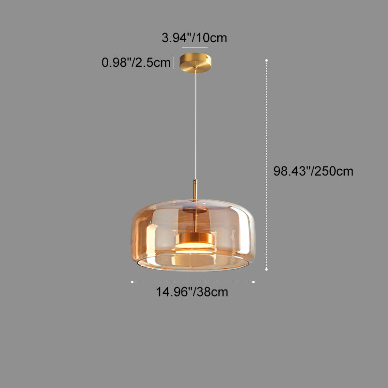 Scandinavian Cylinder Copper Glass LED Pendant Light