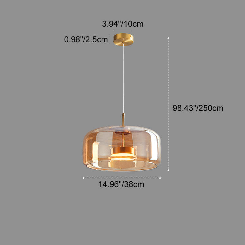 Scandinavian Cylinder Copper Glass LED Pendant Light