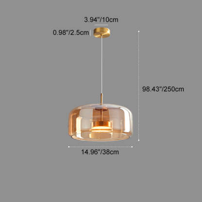 Scandinavian Cylinder Copper Glass LED Pendant Light