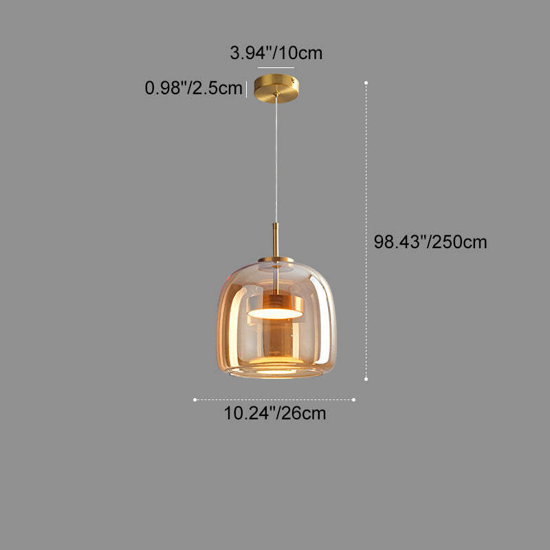 Scandinavian Cylinder Copper Glass LED Pendant Light
