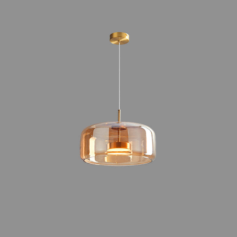 Scandinavian Cylinder Copper Glass LED Pendant Light