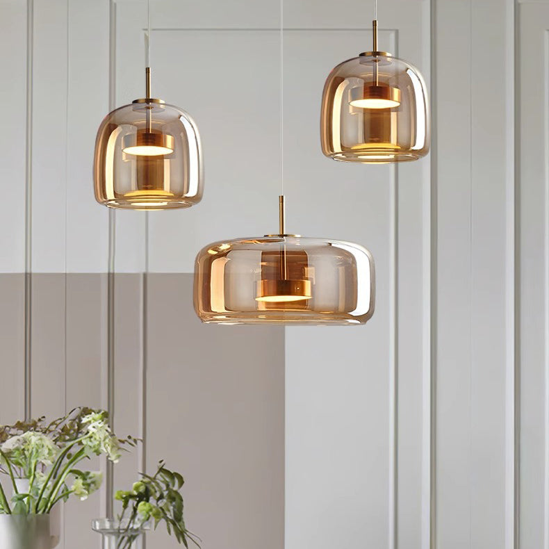 Scandinavian Cylinder Copper Glass LED Pendant Light