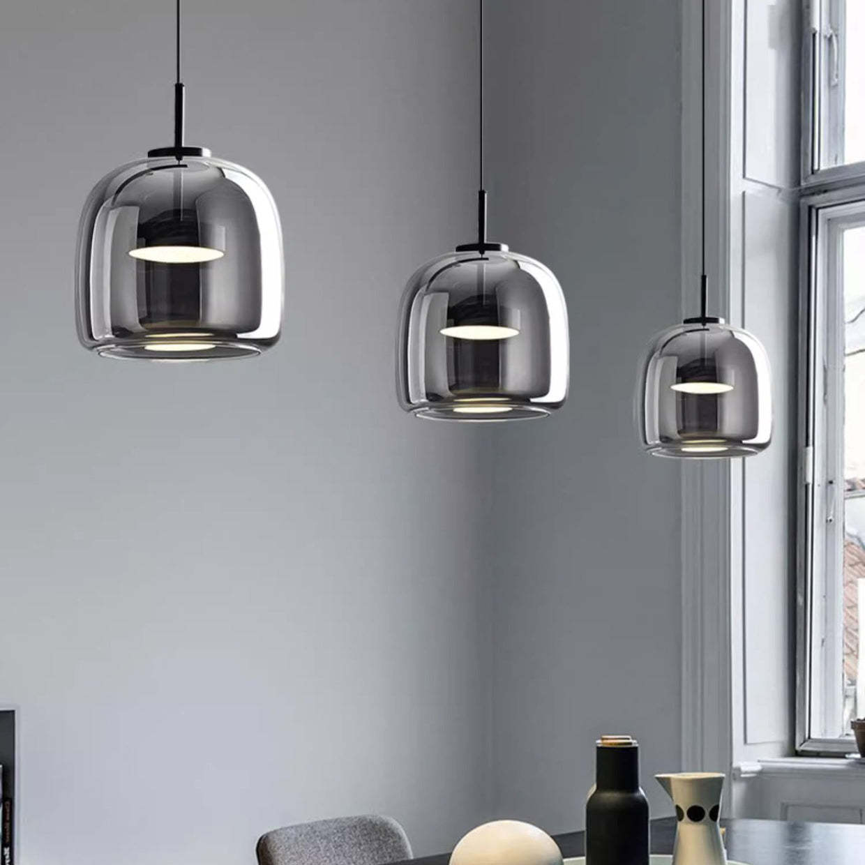 Scandinavian Cylinder Copper Glass LED Pendant Light