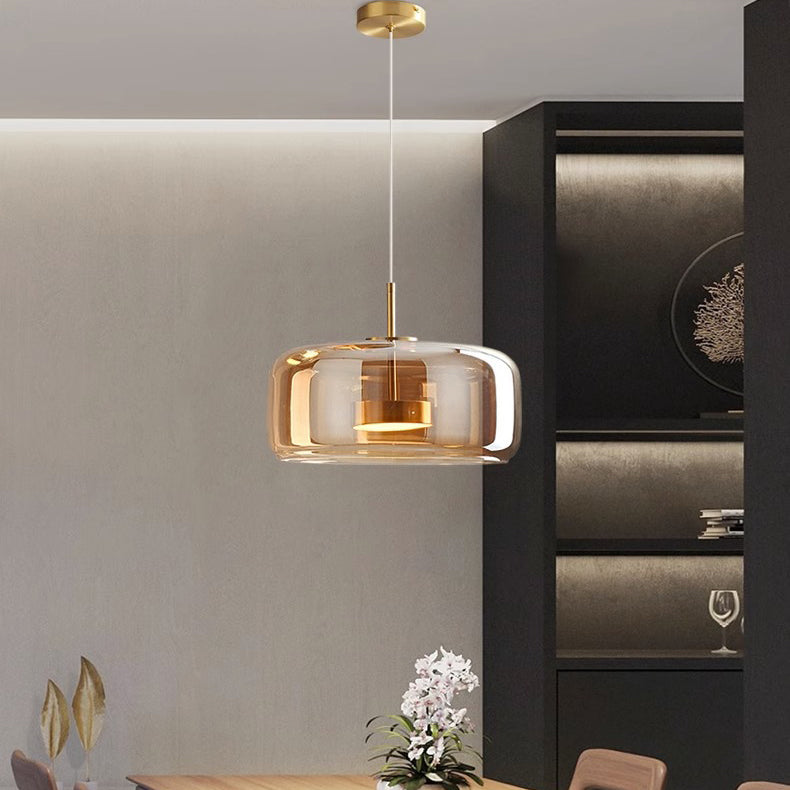 Scandinavian Cylinder Copper Glass LED Pendant Light
