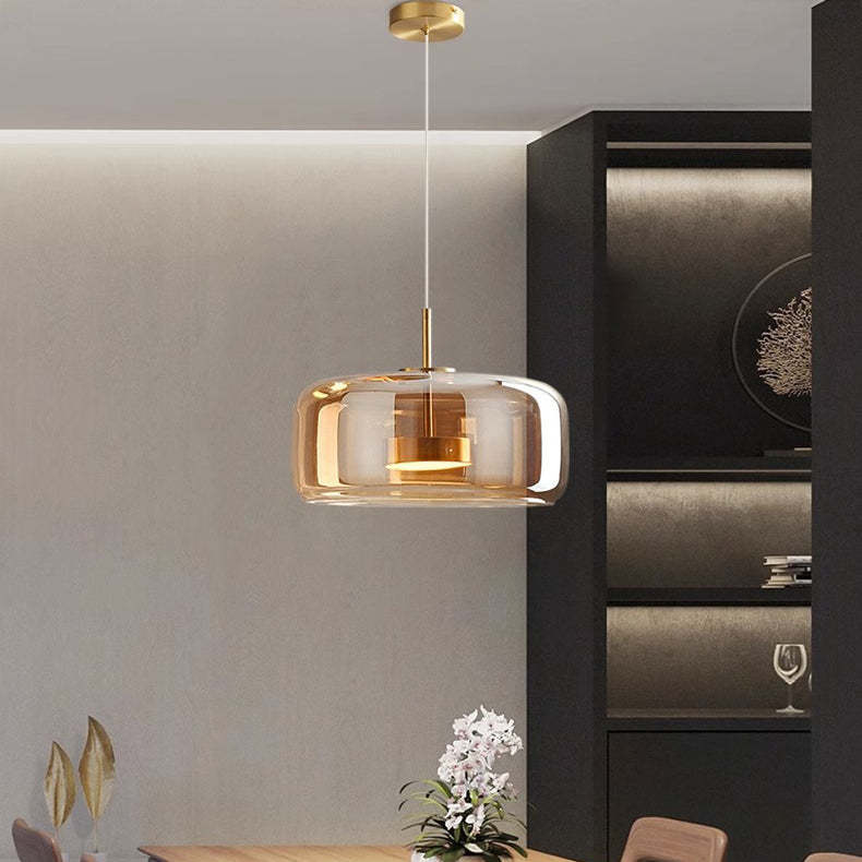 Scandinavian Cylinder Copper Glass LED Pendant Light