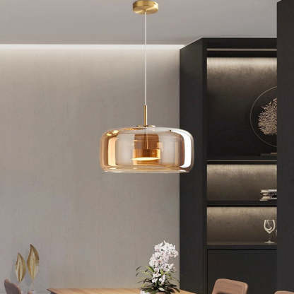 Scandinavian Cylinder Copper Glass LED Pendant Light