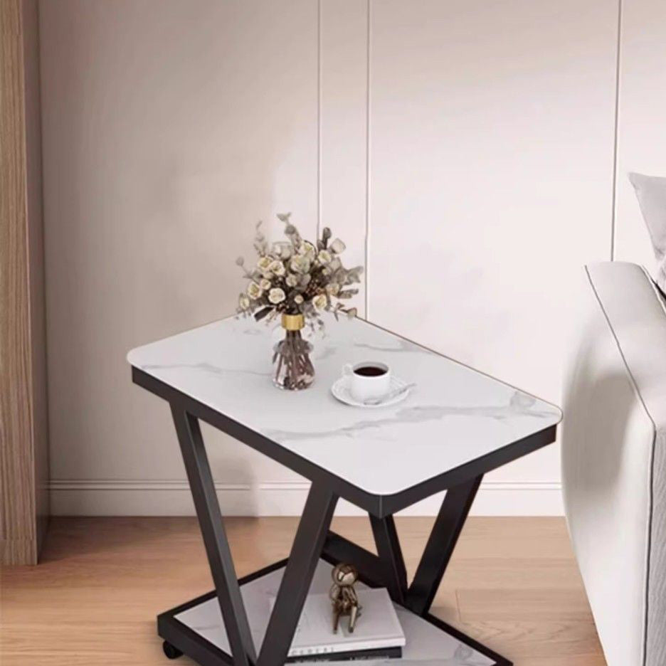 Nordic Marble Steel 2-Tier Coffee Table — C