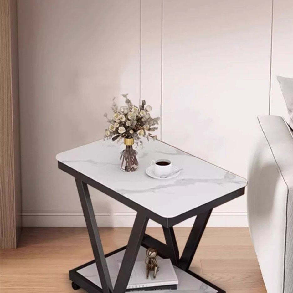 Nordic Marble Steel 2-Tier Coffee Table — C