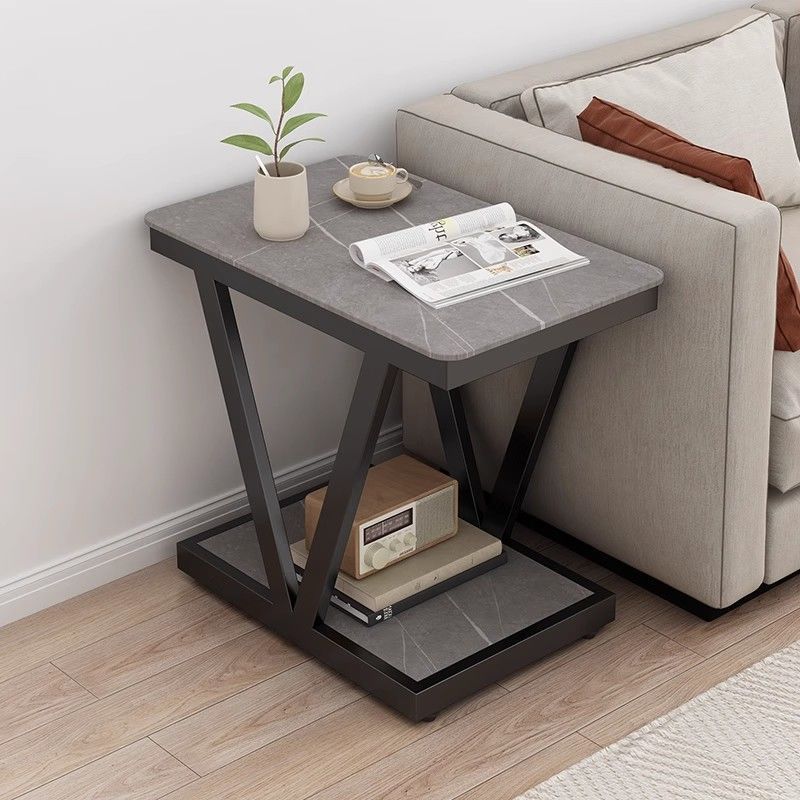 Nordic Marble Steel 2-Tier Coffee Table — B