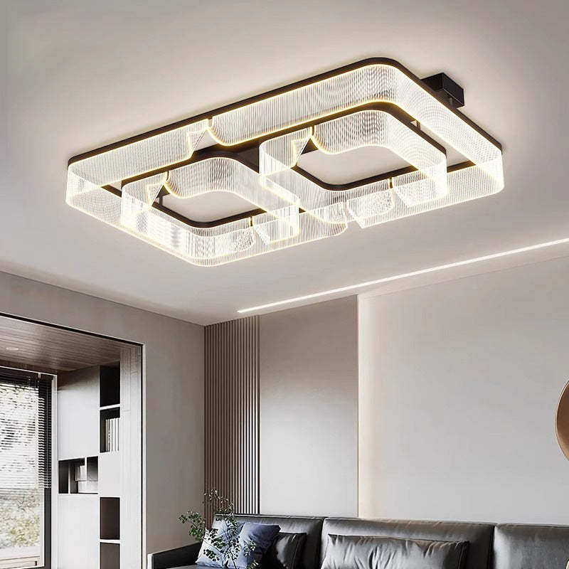 Black luxury rectangular semi-flush mount light