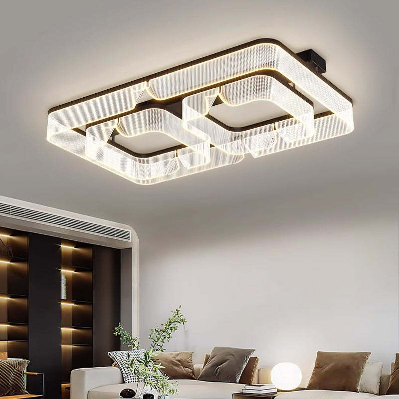Black luxury rectangular semi-flush mount light — 220V-240V (UK/AU)