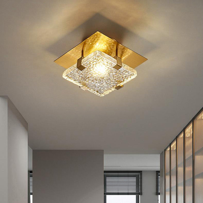 Modern Square Steel Glass LED Semi-Flush Ceiling Light