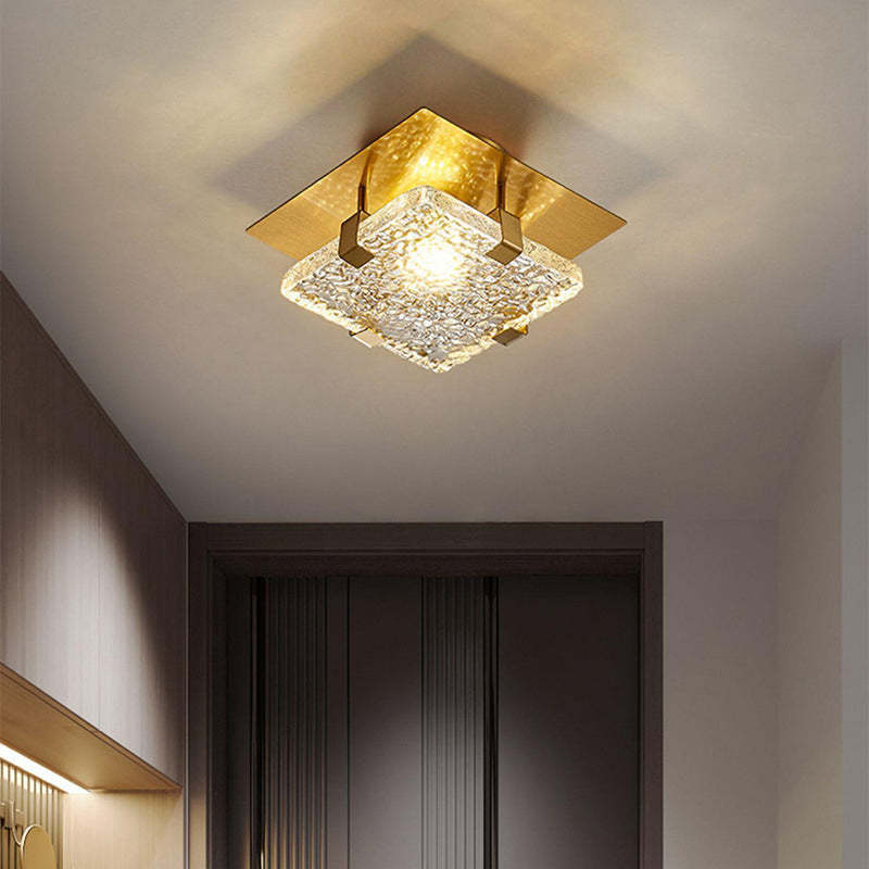 Luxury square semi-flush semi-flush mount light in steel — 5.91" L x 5.91" W x 5.91" H / Warm White (3000K) / 110V-120V...