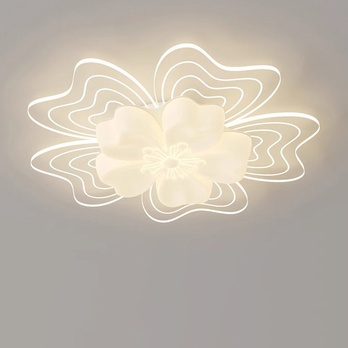 Modern Flower Metal Acrylic LED Semi-Flush Ceiling Light
