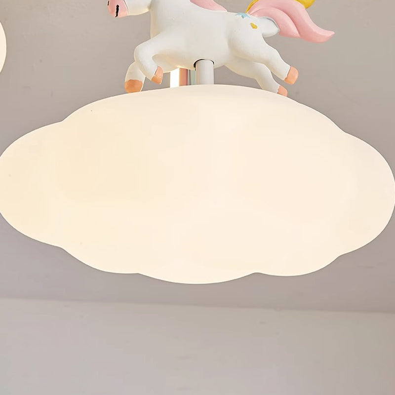 Contemporary Kids Iron Resin Pony Ceiling Light