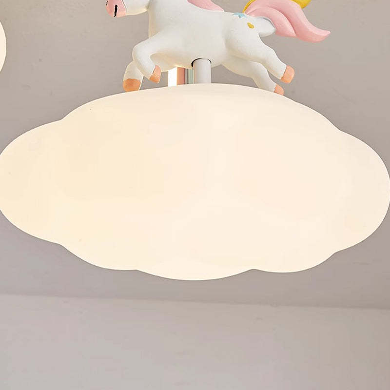 Contemporary Kids Iron Resin Pony Ceiling Light