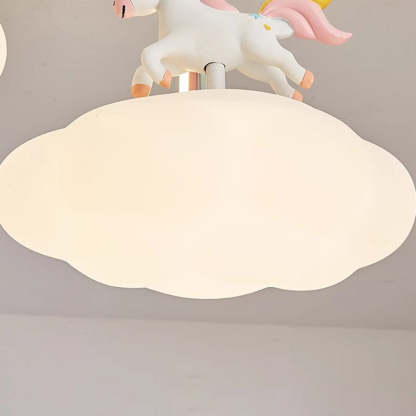 Contemporary Kids Iron Resin Pony Ceiling Light