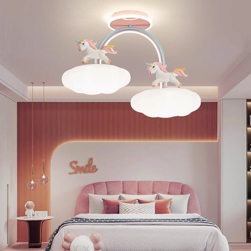 Contemporary Kids Iron Resin Pony Ceiling Light
