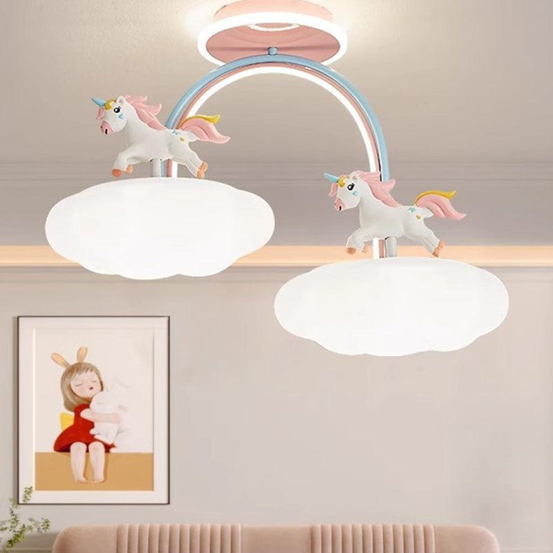 Contemporary Kids Iron Resin Pony Ceiling Light