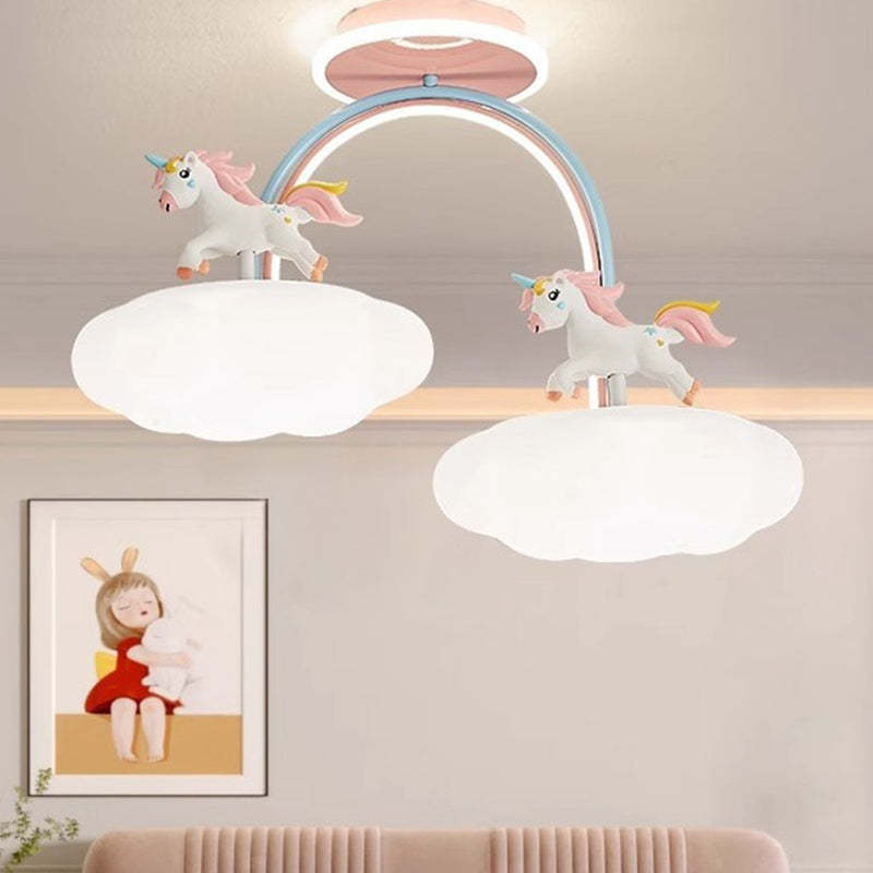 Contemporary Kids Iron Resin Pony Ceiling Light
