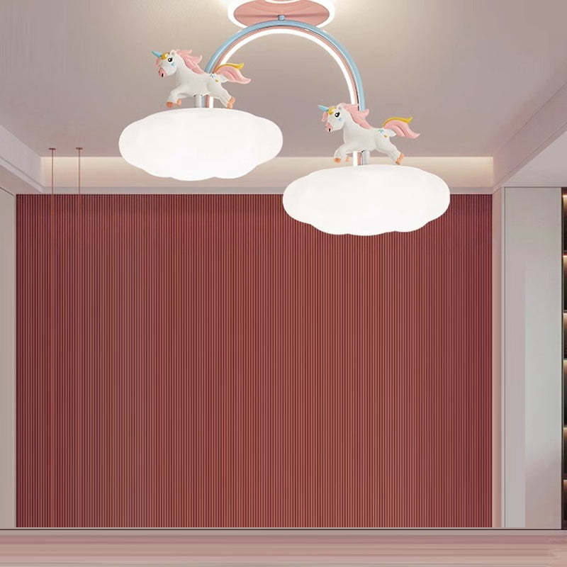 Contemporary Kids Iron Resin Pony Ceiling Light