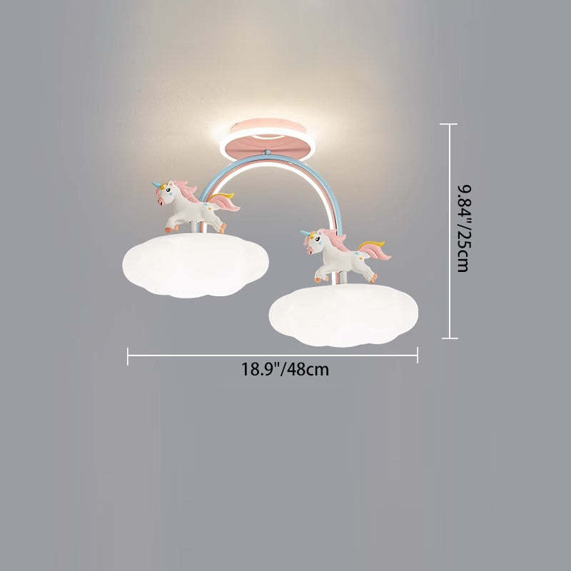Contemporary Kids Iron Resin Pony Ceiling Light