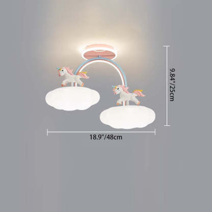 Contemporary Kids Iron Resin Pony Ceiling Light