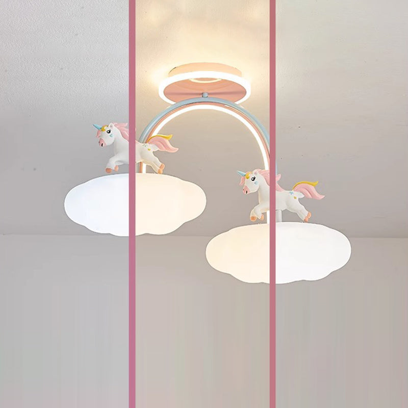 Contemporary Kids Iron Resin Pony Ceiling Light