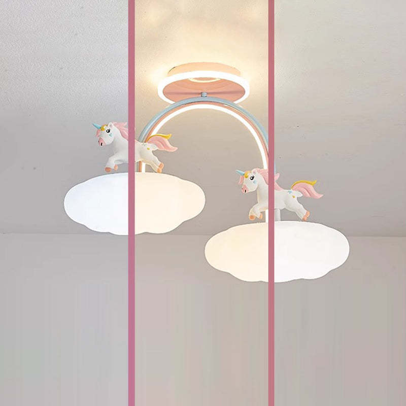 Contemporary Kids Iron Resin Pony Ceiling Light