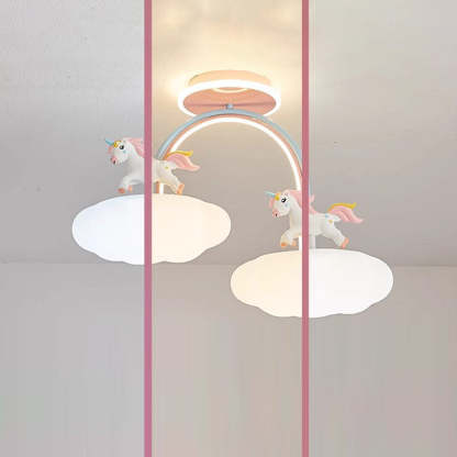 Contemporary Kids Iron Resin Pony Ceiling Light