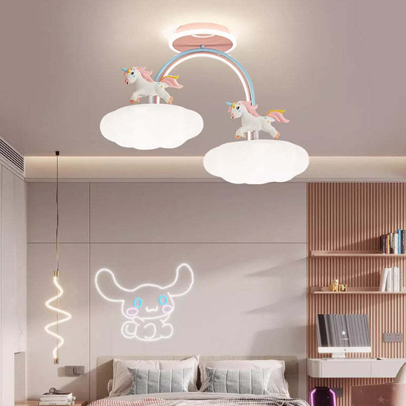 Contemporary Kids Iron Resin Pony Ceiling Light
