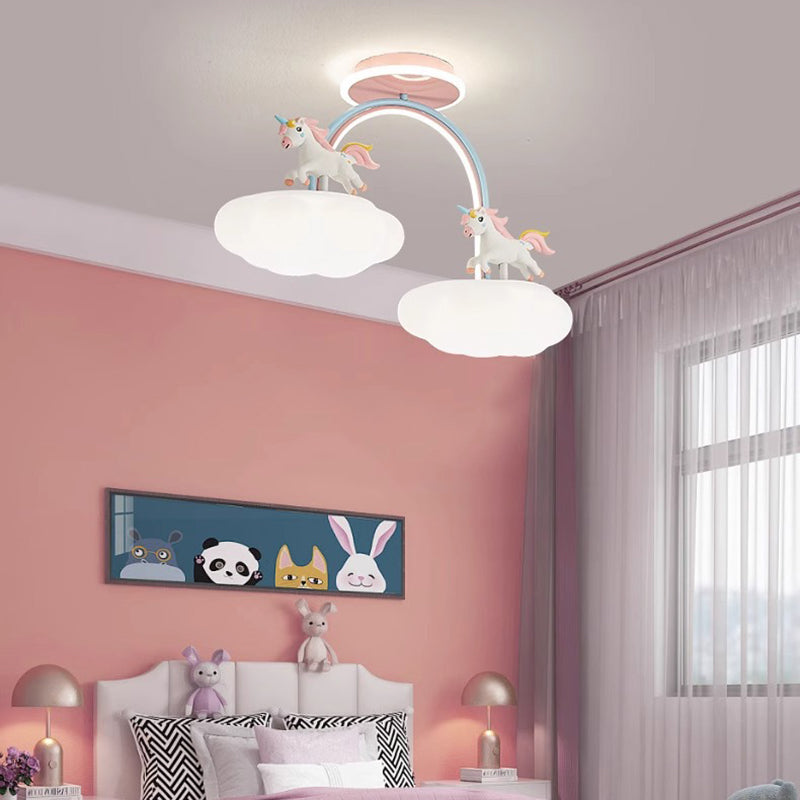 Contemporary Kids Iron Resin Pony Ceiling Light