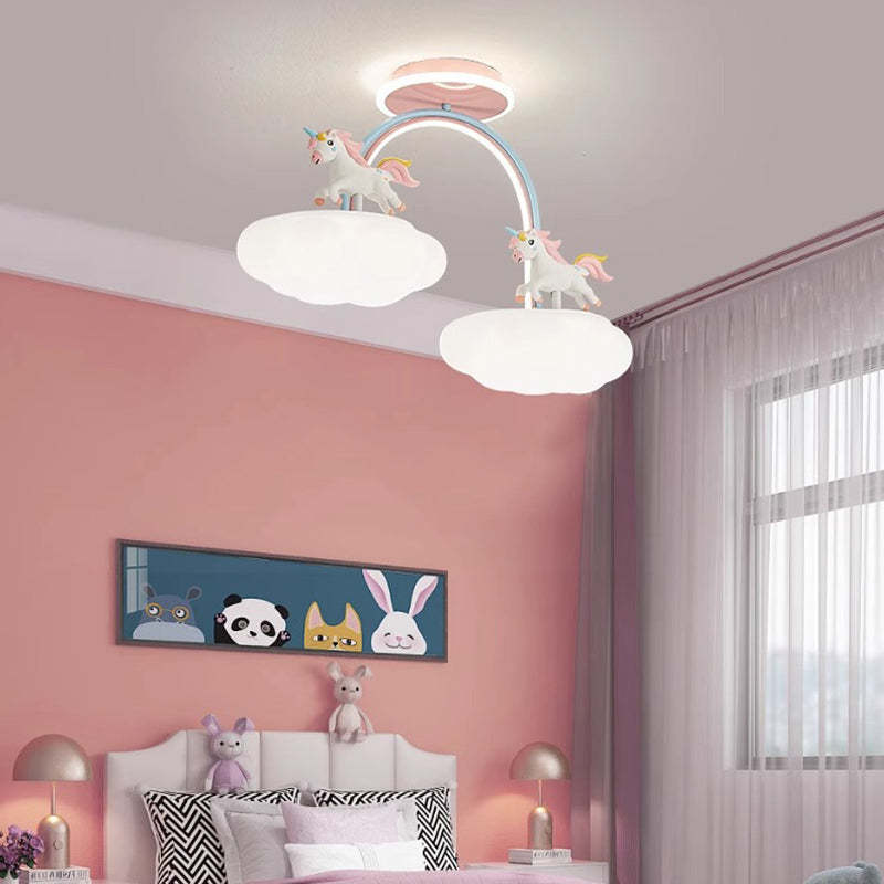 Contemporary Kids Iron Resin Pony Ceiling Light — Infinitely Dimmable / 110V-120V For US/CA