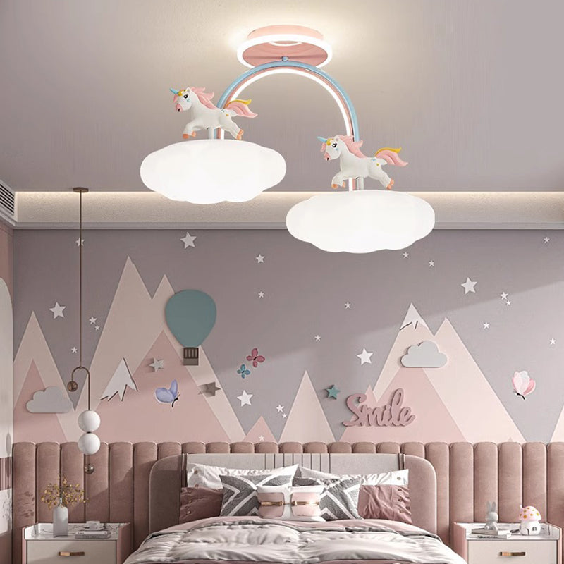 Contemporary Kids Iron Resin Pony Ceiling Light — Infinitely Dimmable / 220V-240V For UK/AU